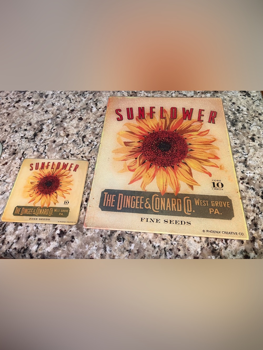 Sunflower Vintage Seed Packet Decorative cutting boards